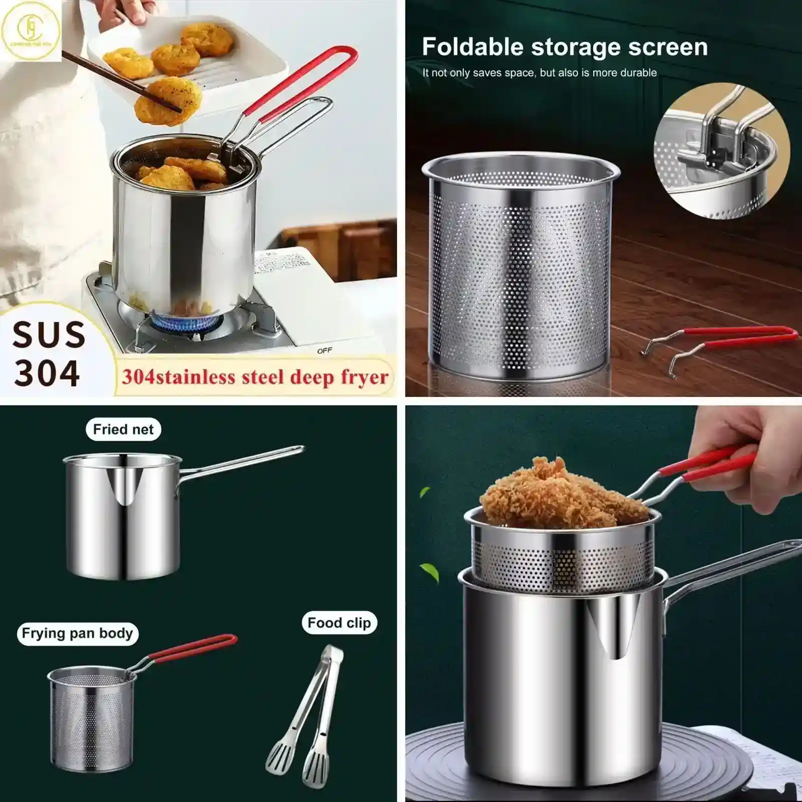 Deep frying pot Stainless steel