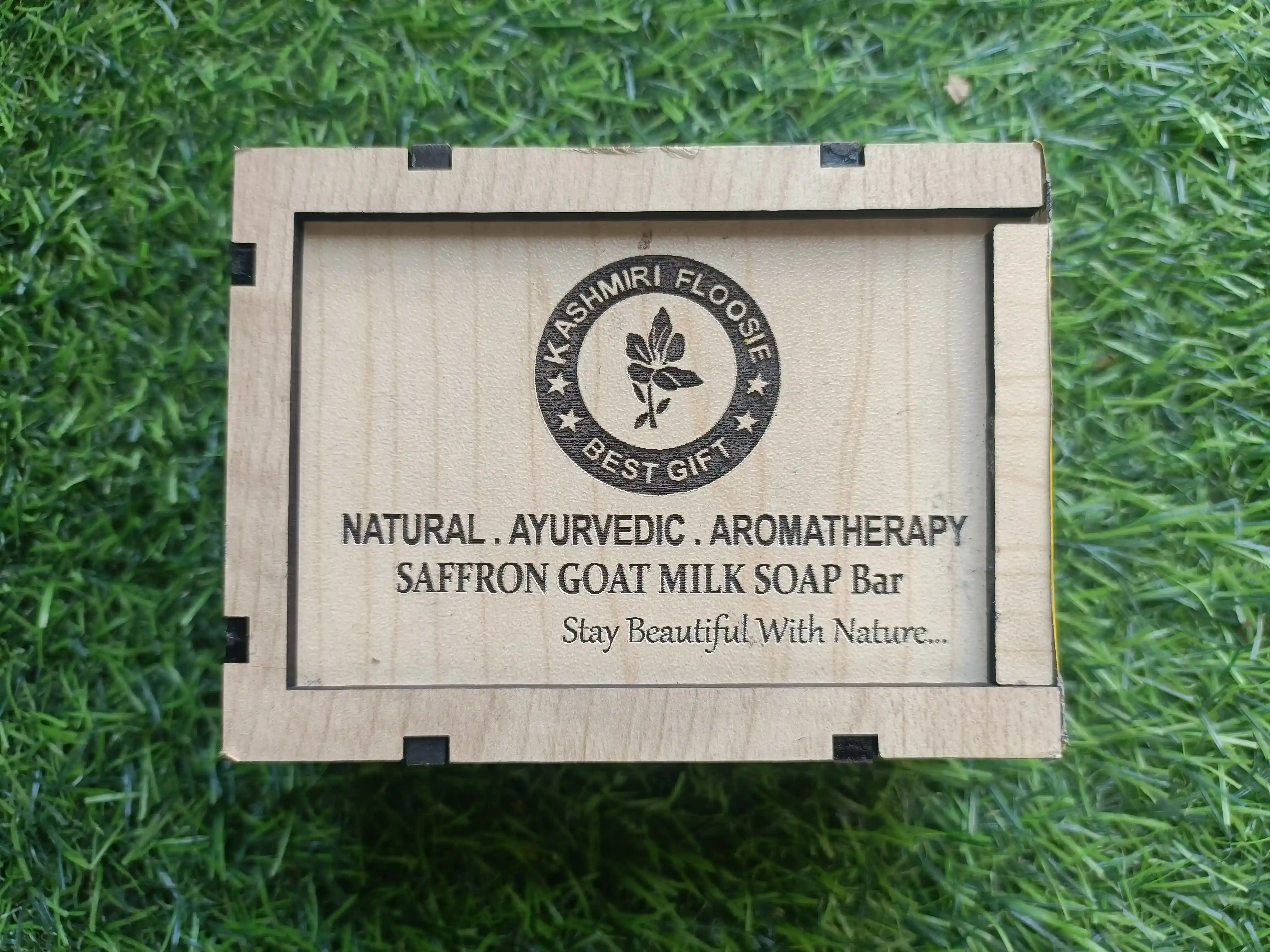 Saffron Goat milk Soap Bar With wooden box